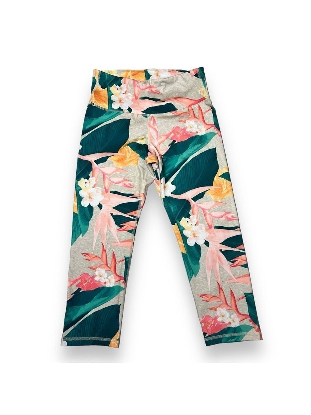 Old Navy Women’s High-Waisted Elevate Crop Leggings Tropical Floral Size Medium